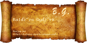 Balázs Györk névjegykártya
